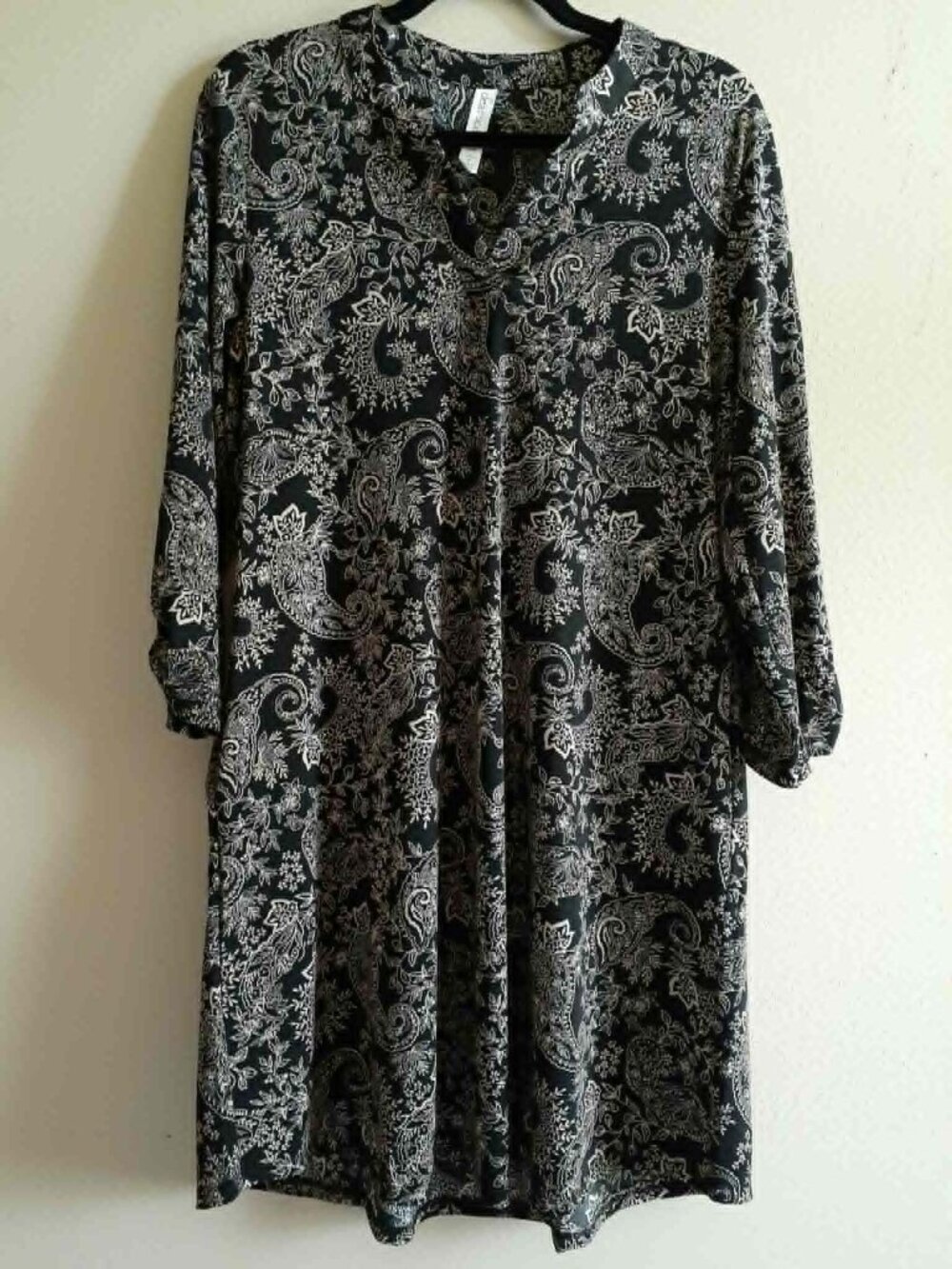 DEAR SCARLETT Black & Cream Paisley/Floral 3/4 Sleeve Dress - Picture 5 of 6